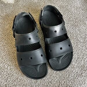 Crocs Classic All Terrain Rubber Sandals Hook & Loop Strap Unisex M10/W12 Black